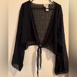 Black Sheer Tie-Front Blouse Size 2X